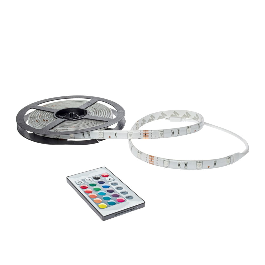 ZESTAW LED RGB 5M ZE STEROWNIKIEM I PILOTEM nowoczesne oswietlenie domu - blue-light