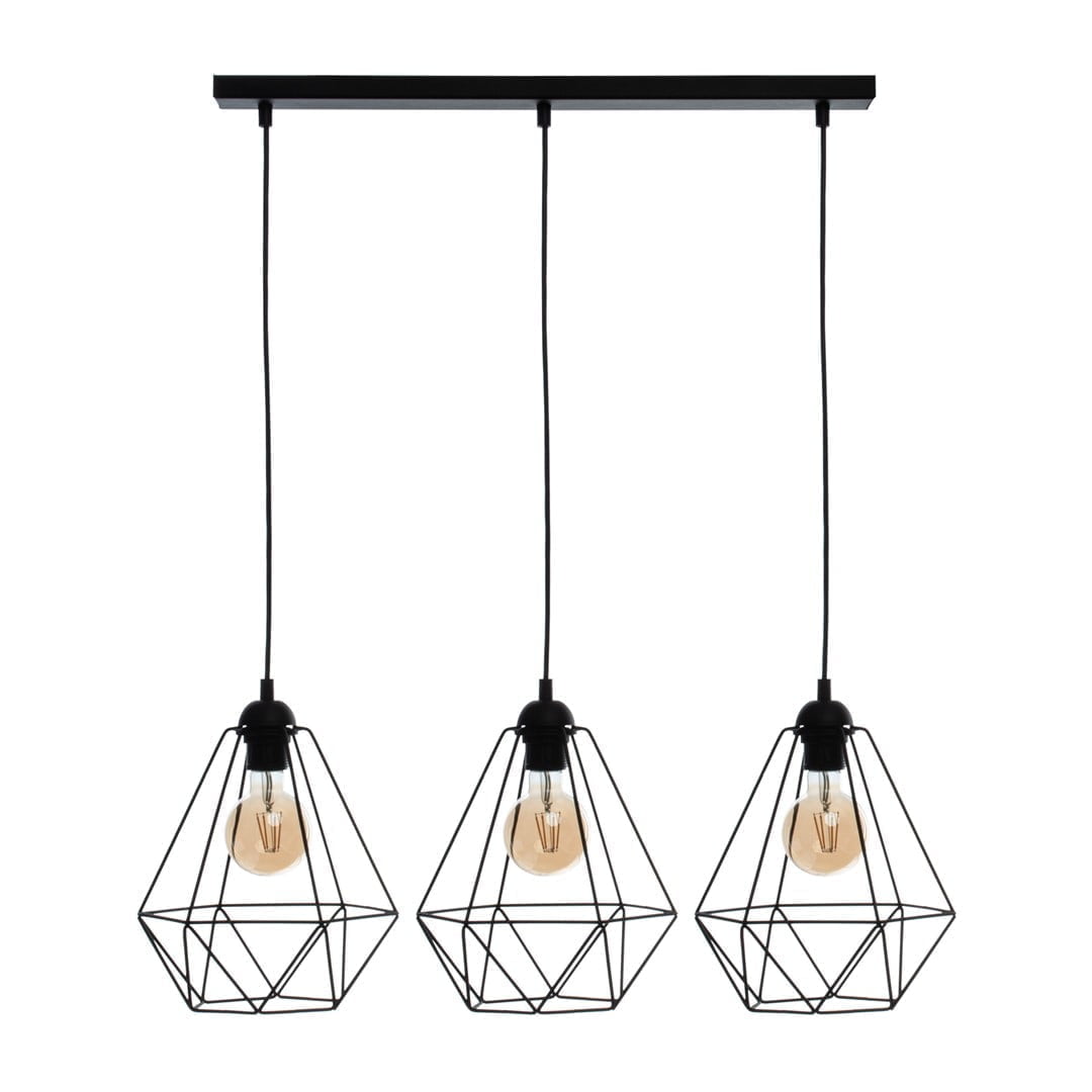 Lampa wisząca BASKET BLACK 3xE27 nowoczesne oswietlenie domu - blue-light