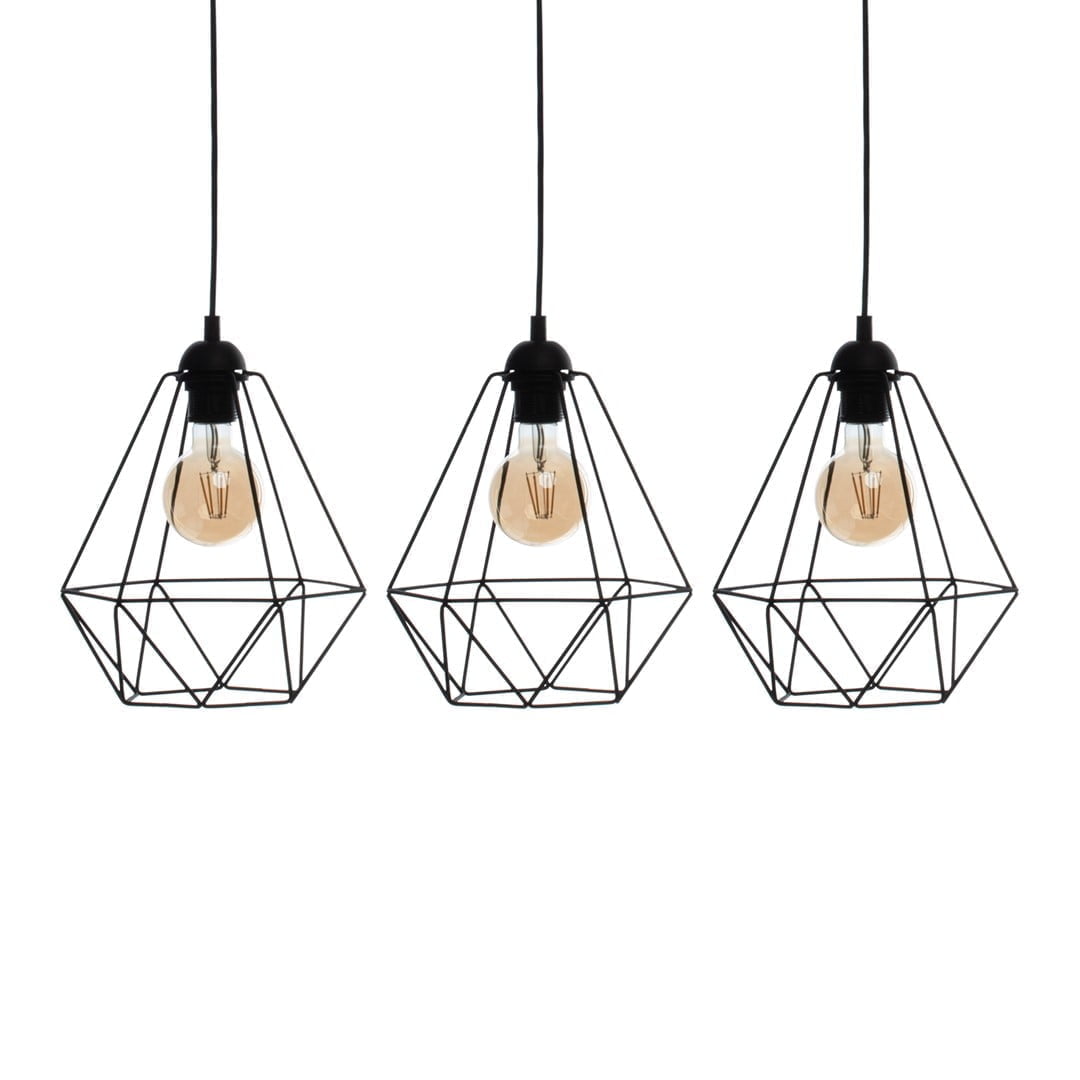 Lampa wisząca BASKET BLACK 3xE27 nowoczesne oswietlenie domu - blue-light