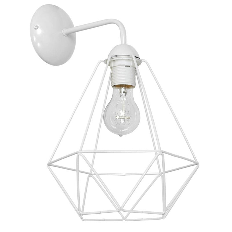 Kinkiet BASKET WHITE 1xE27 nowoczesne oswietlenie domu - blue-light