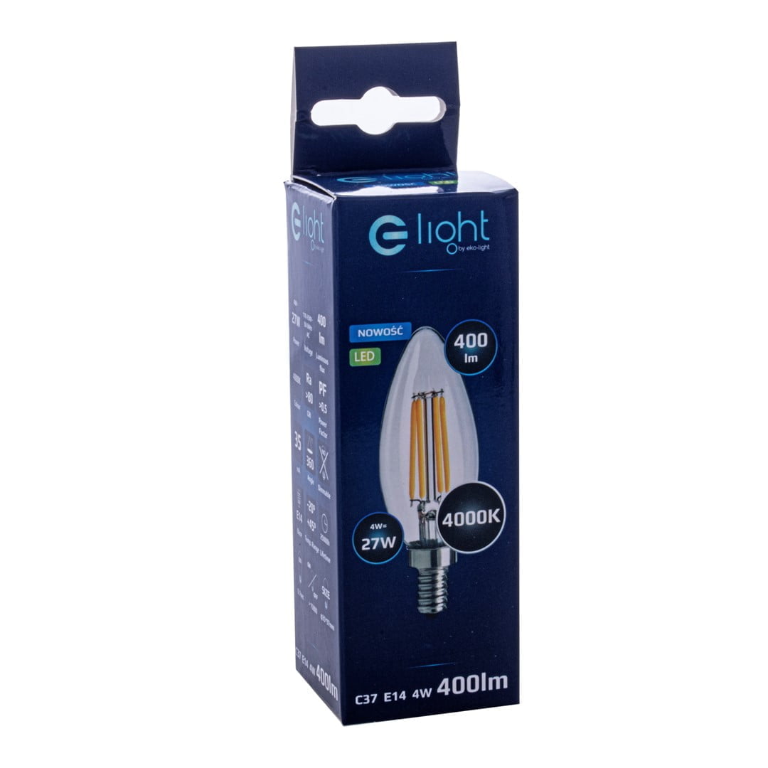 Żarówka Filamentowa LED 4W Świeczka E14 4000K nowoczesne oswietlenie domu - blue-light