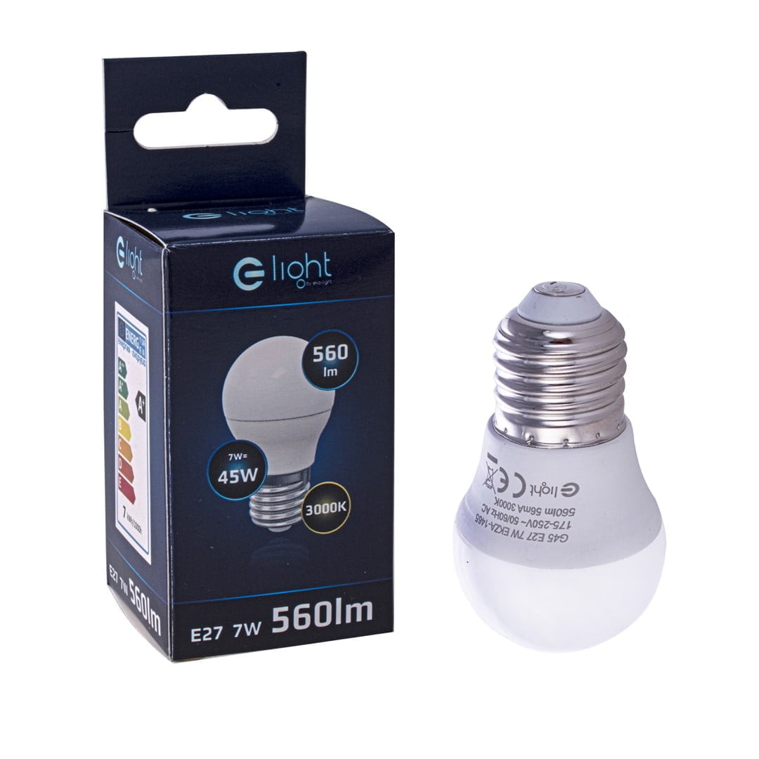 Żarówka LED 7W E27 G45. Barwa: Ciepła nowoczesne oswietlenie domu - blue-light