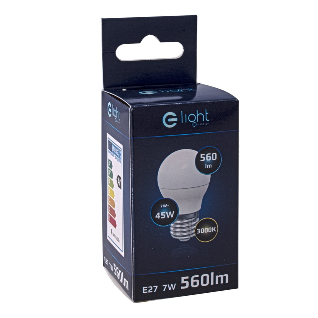 Żarówka LED 7W E27 G45. Barwa: Ciepła nowoczesne oswietlenie domu - blue-light