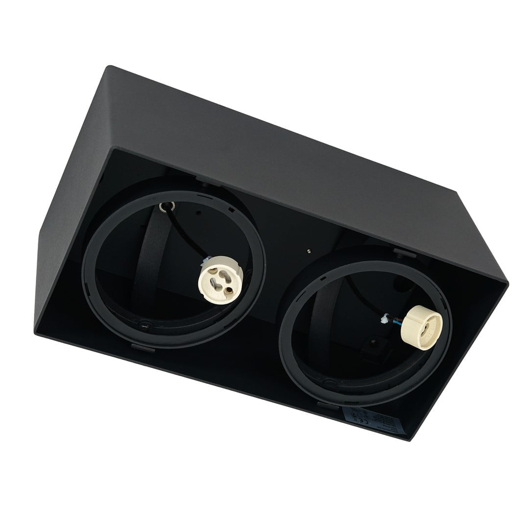 Oprawa Natynkowa Plaza 2xGU10 AR111 Czarna nowoczesne oswietlenie domu - blue-light