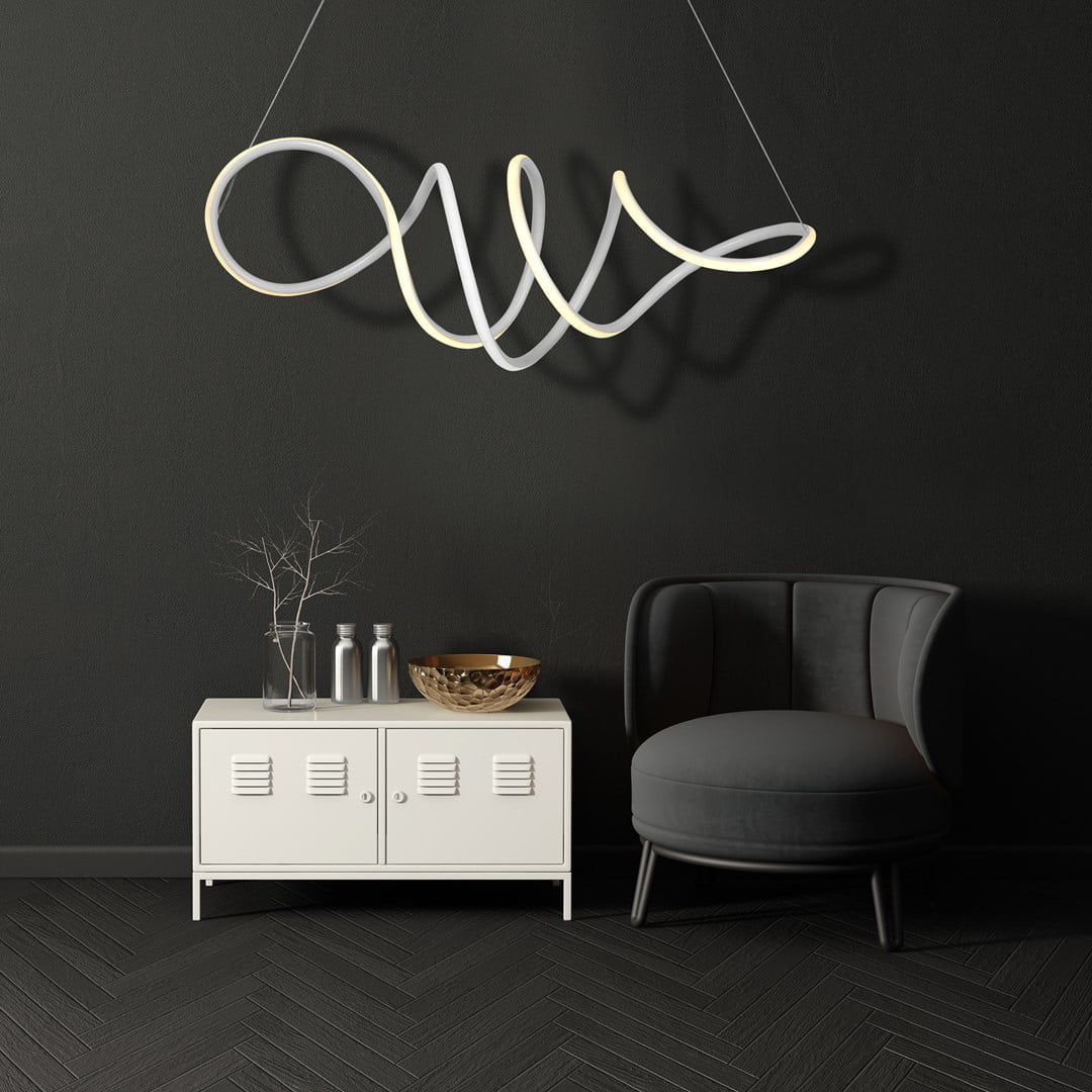 Lampa wisząca LOCA WHITE 56W LED nowoczesne oswietlenie domu - blue-light