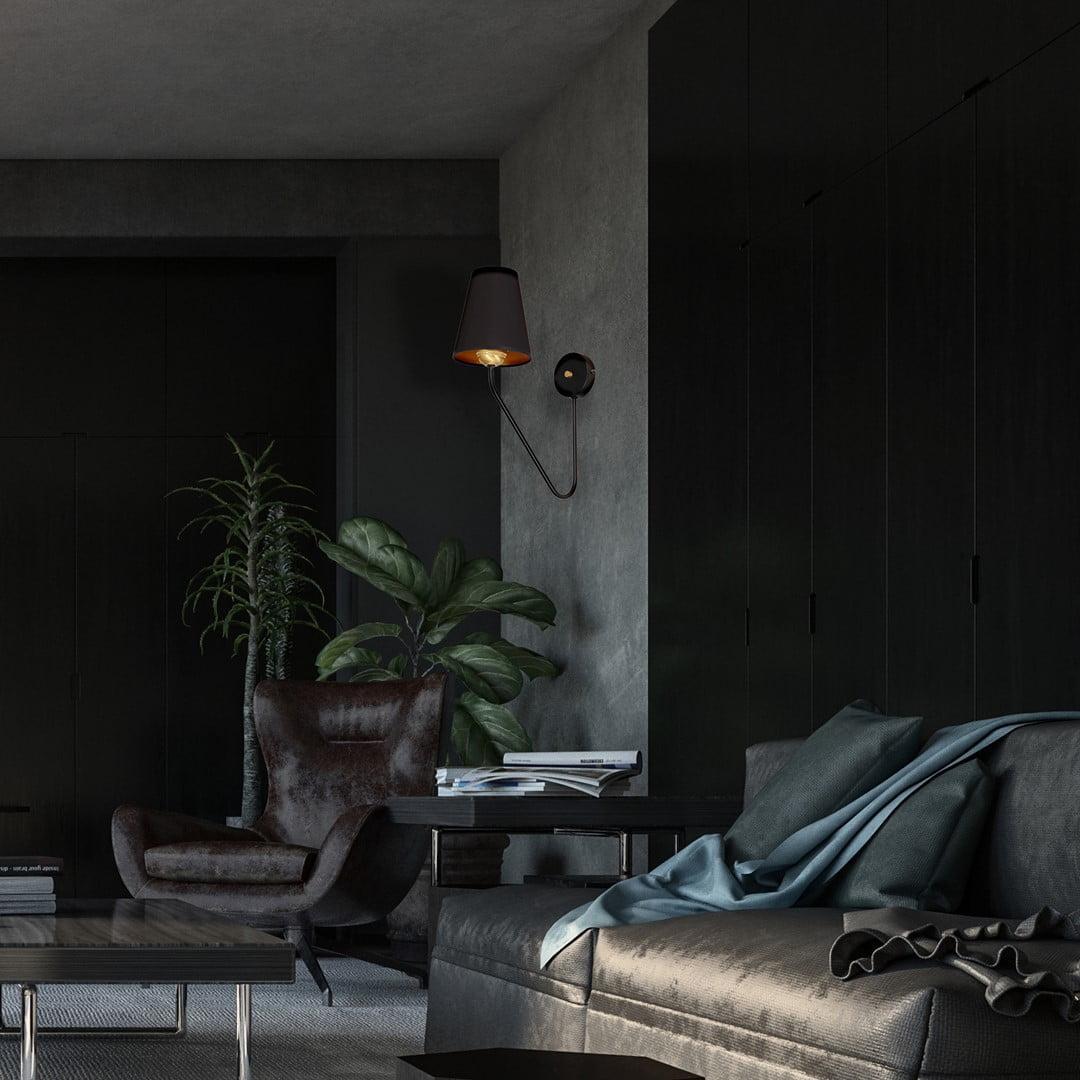 Kinkiet VICTORIA BLACK 1xE27 nowoczesne oswietlenie domu - blue-light