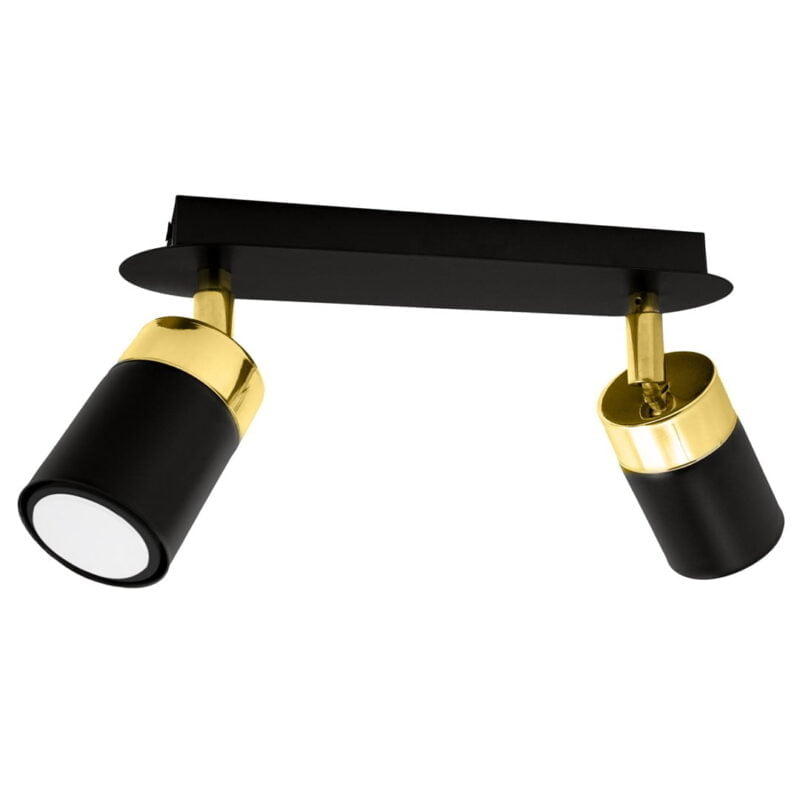Lampa sufitowa JOKER BLACK/GOLD 2xGU10 nowoczesne oswietlenie domu - blue-light