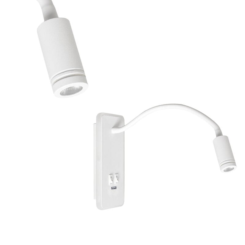 Lampka nocna BASE 8W+2W WHITE nowoczesne oswietlenie domu - blue-light