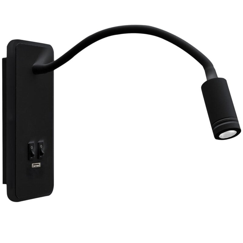 Lampka nocna BASE 8W+2W BLACK nowoczesne oswietlenie domu - blue-light