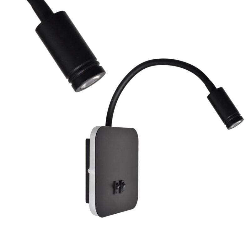 Lampka nocna BASE 8W+2W BLACK nowoczesne oswietlenie domu - blue-light