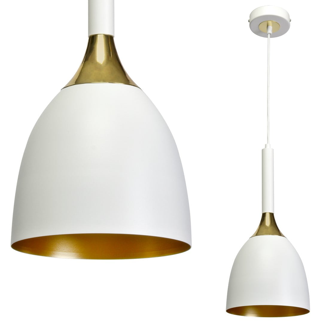 Lampa wisząca CLARK WHITE/GOLD 1xE27 nowoczesne oswietlenie domu - blue-light
