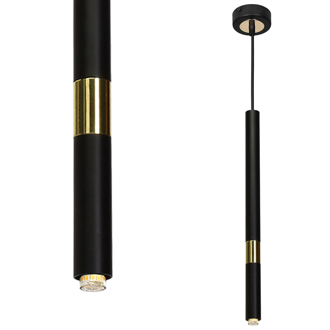 Lampa wisząca MONZA BLACK / GOLD 1xG9 8W nowoczesne oswietlenie domu - blue-light