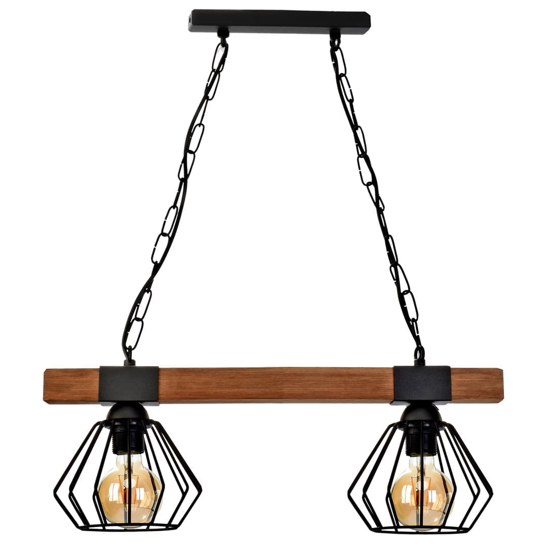 Lampa wisząca ULF BLACK / WOOD 2xE27 60W nowoczesne oswietlenie domu - blue-light