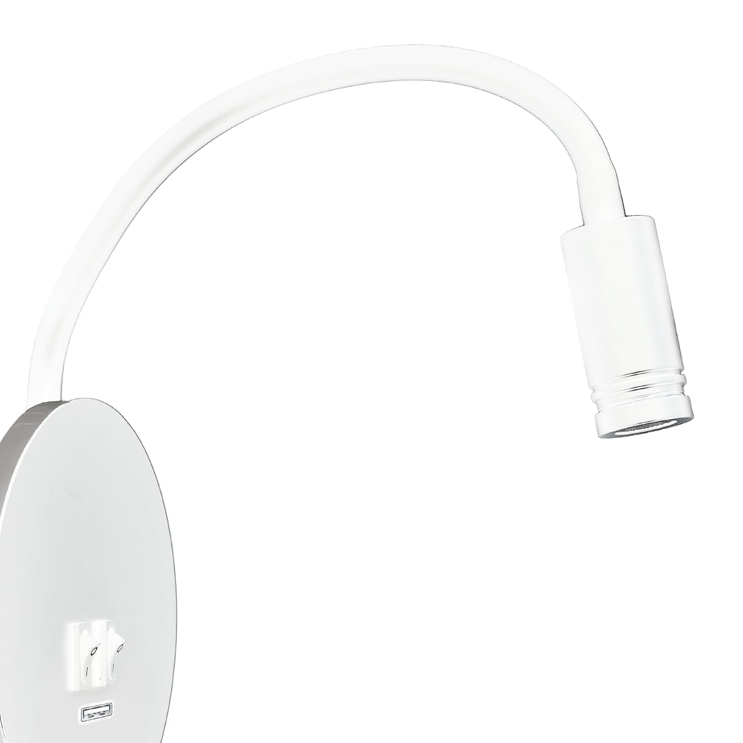 Lampka nocna BASE 8W+2W WHITE nowoczesne oswietlenie domu - blue-light