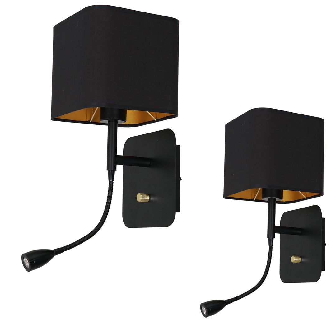 Kinkiet NAPOLI BLACK/GOLD 1xE27 + 1W LED - obrazek 9