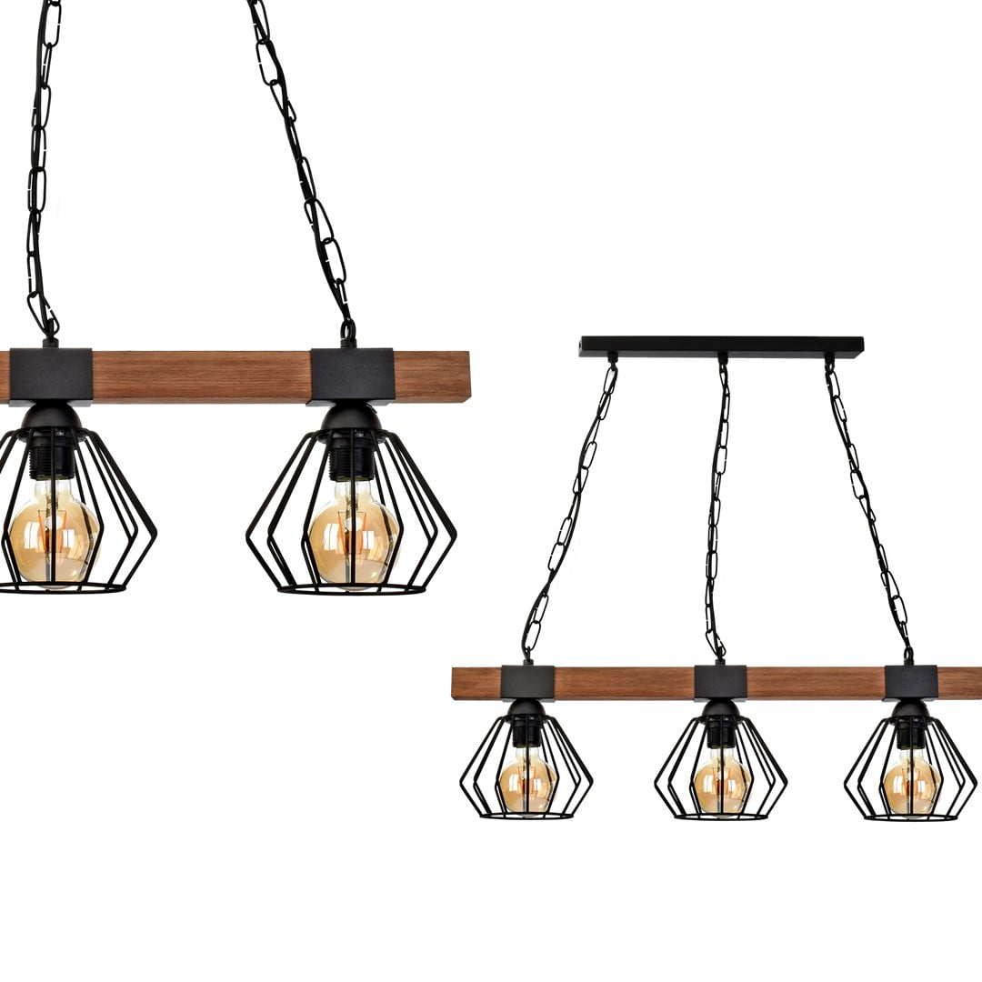 Lampa wisząca ULF BLACK / WOOD 3xE27 60W - obrazek 9